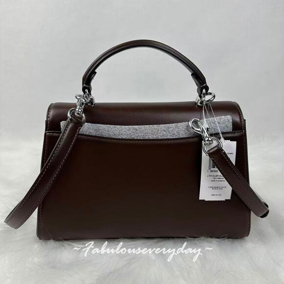 Coach Eliza Top Handle Bag Crossbody In Leather/Silver/Maple CT852 NWT - Picture 3 of 9